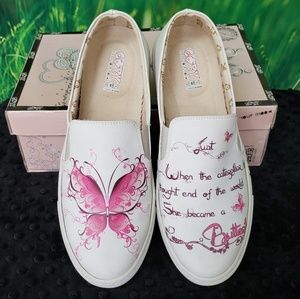 Goby caterpillar to butterfly Shoes Beautiful art!